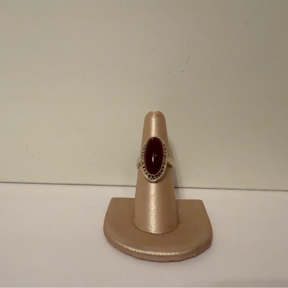 VINTAGE RING STERLING SILVER 925 RED STONE CARNELIAN OVAL SIZE 7 - Picture 2 of 12